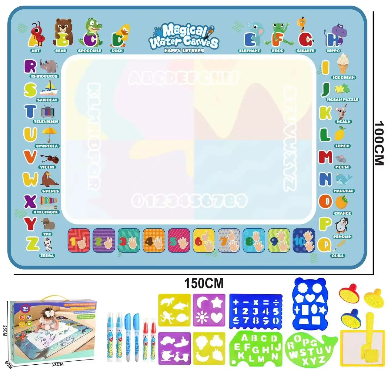 Magiczny Mat do Rysowania dla Dzieci z Wodnymi Pisakami - Zabawka Edukacyjna Montessori 🎨