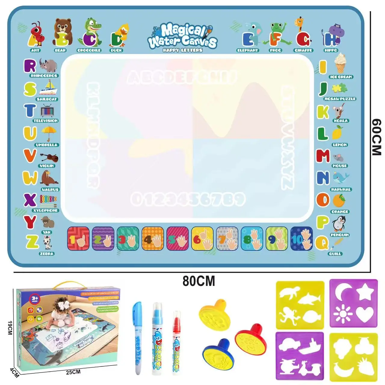 Magiczny Mat do Rysowania dla Dzieci z Wodnymi Pisakami - Zabawka Edukacyjna Montessori 🎨