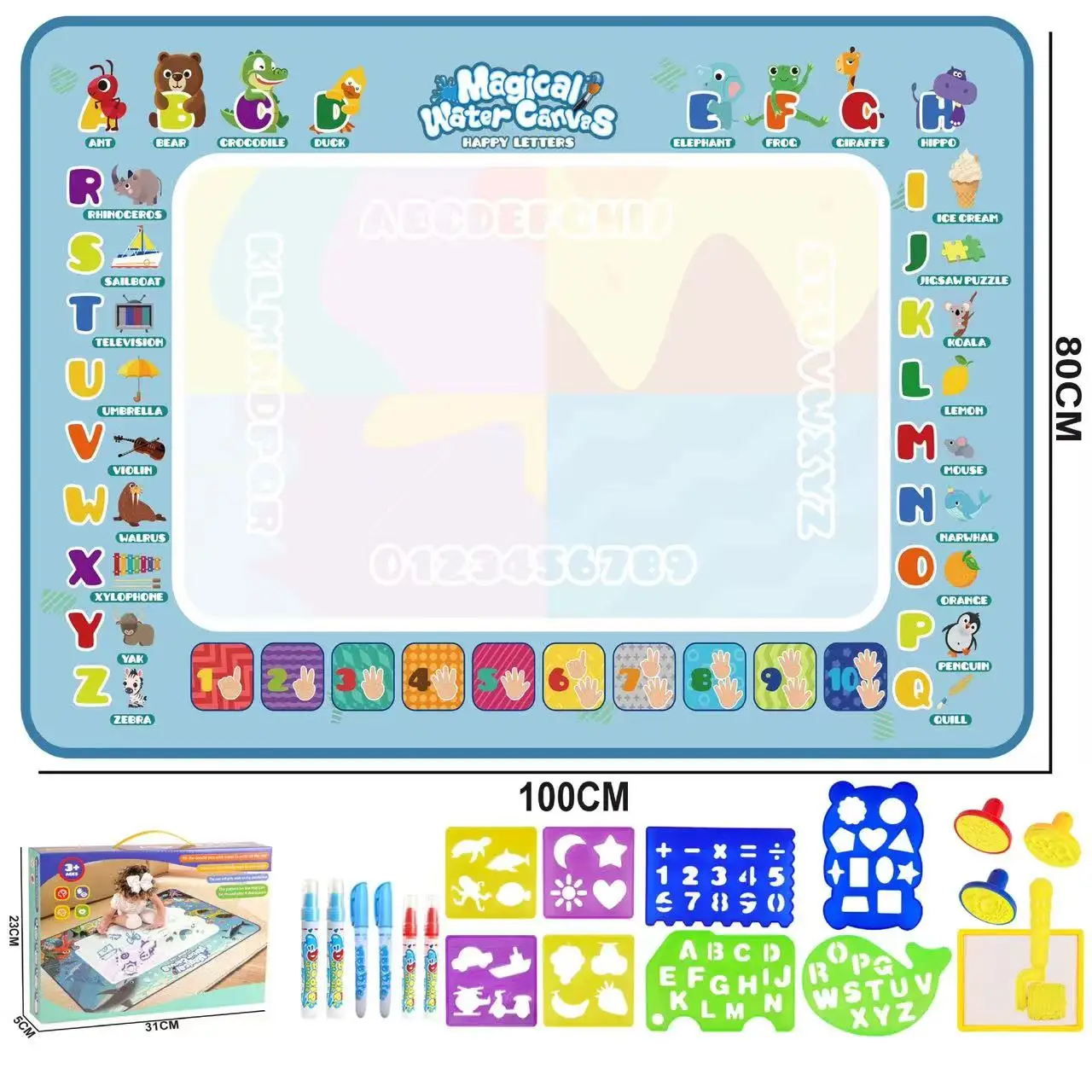 Magiczny Mat do Rysowania dla Dzieci z Wodnymi Pisakami - Zabawka Edukacyjna Montessori 🎨